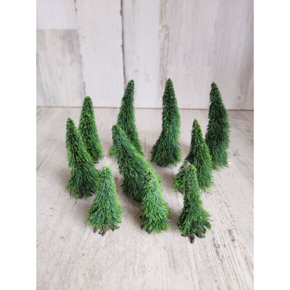 Dept 56 tree green mini pine village accessory Xmas set - Picture 5 of 6